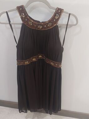Cache Embellished Brown Evening Dress Y2K
